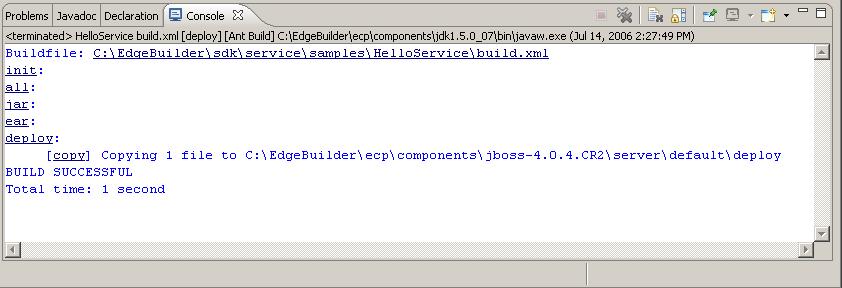 Eclipse Console Deploy Messages